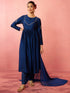 Women's Blue Silk Anarkali Kurta Set